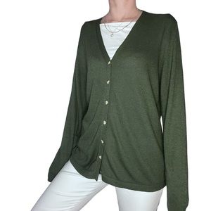 VINTAGE Jessica Sport Green Button Up Lightweight Cardigan Size Large
